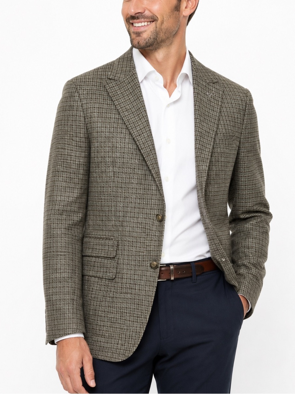 Eleventy Linen Wool Silk Checked Plaid Sport Coat Blazer IT 50